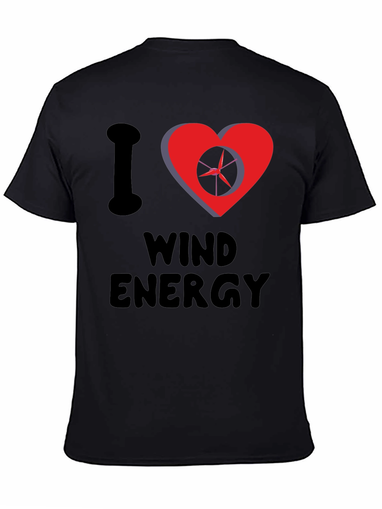 I Love Wind Energy Black Graphic Tee