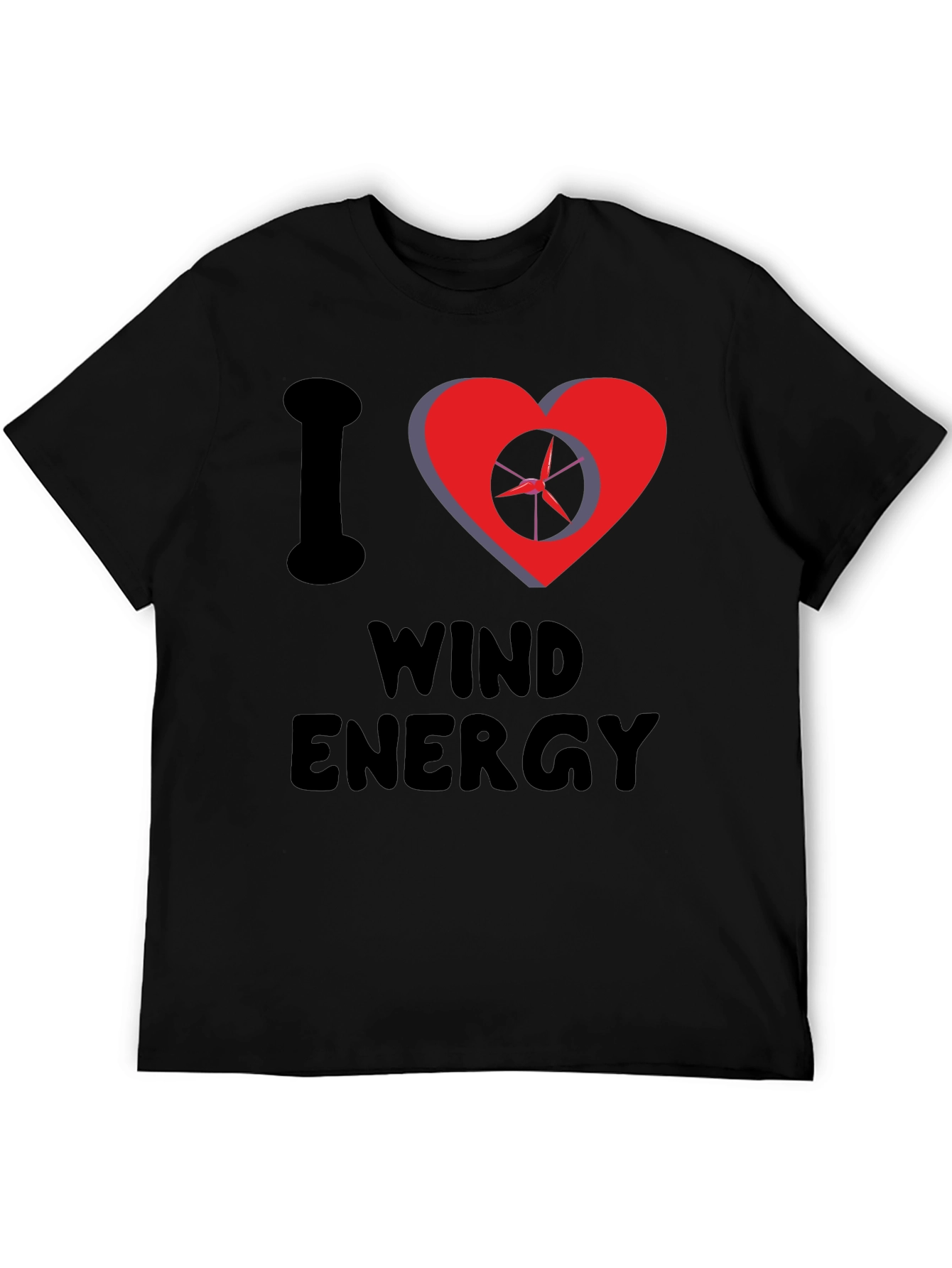 I Love Wind Energy Black Graphic Tee
