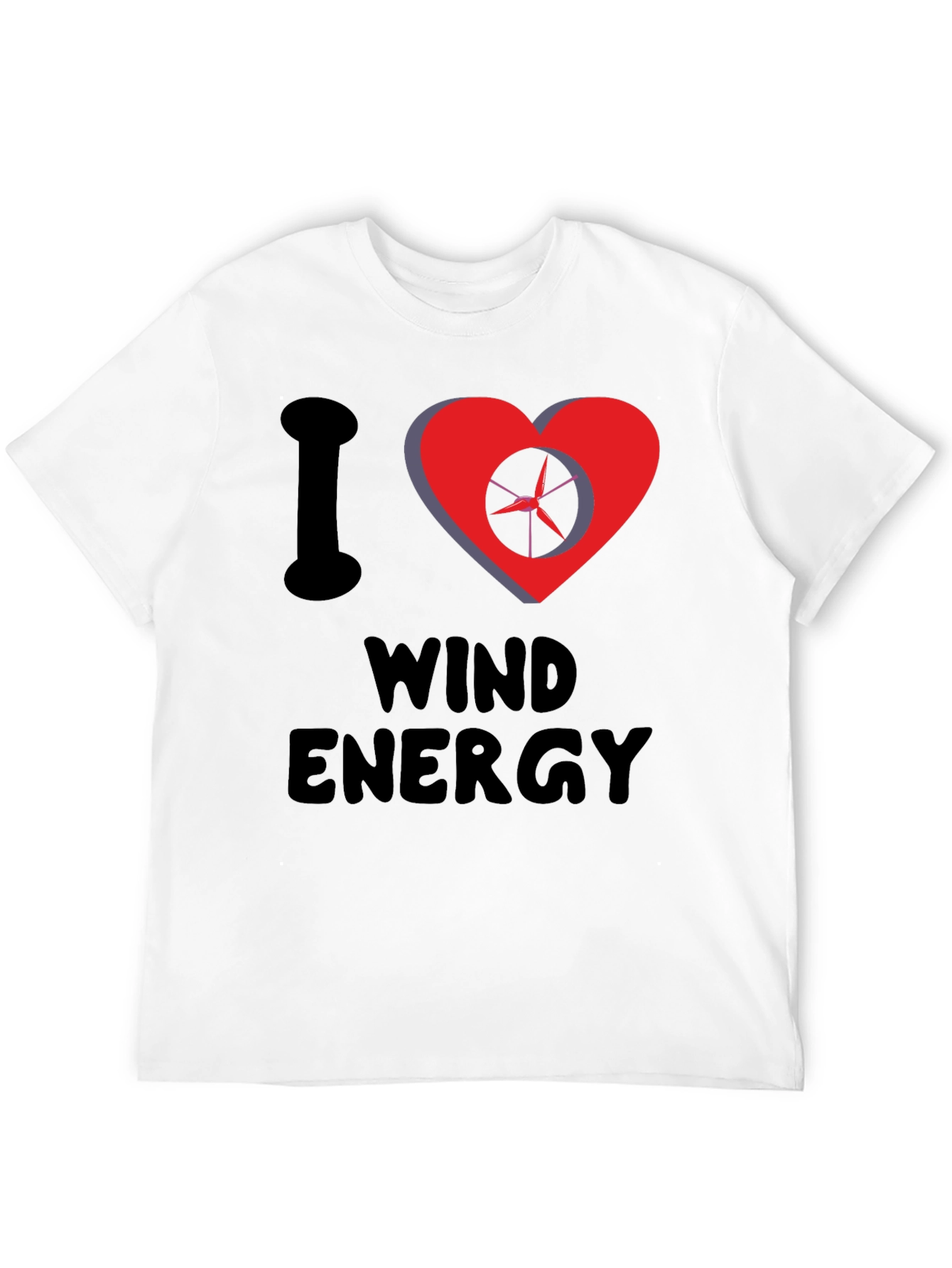 I Love Wind Energy Black Graphic Tee