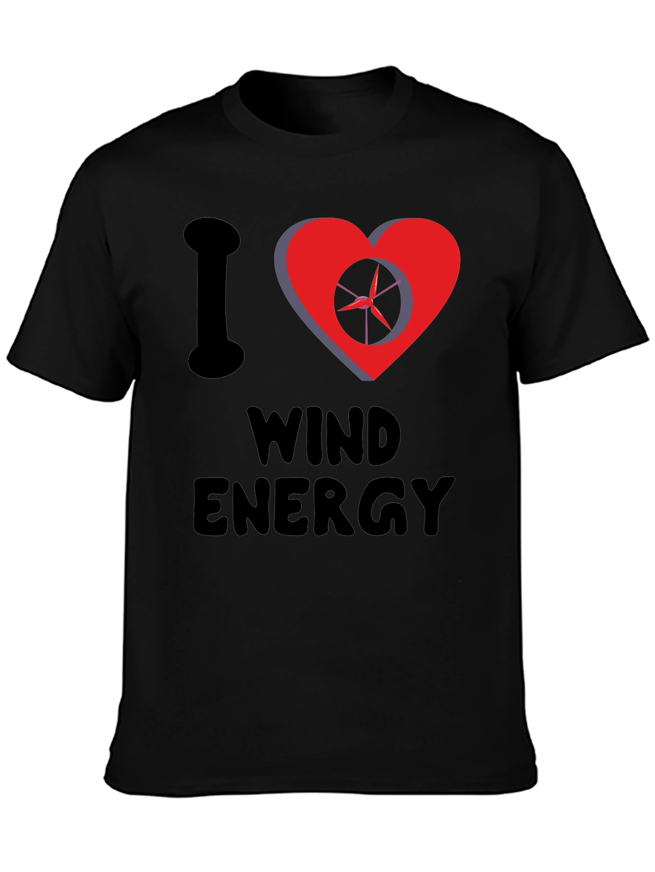 I Love Wind Energy Black Graphic Tee