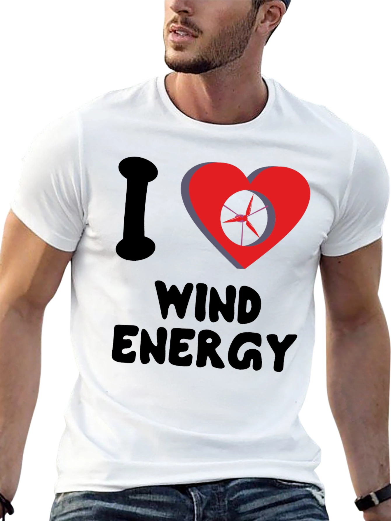 I Love Wind Energy Black Graphic Tee