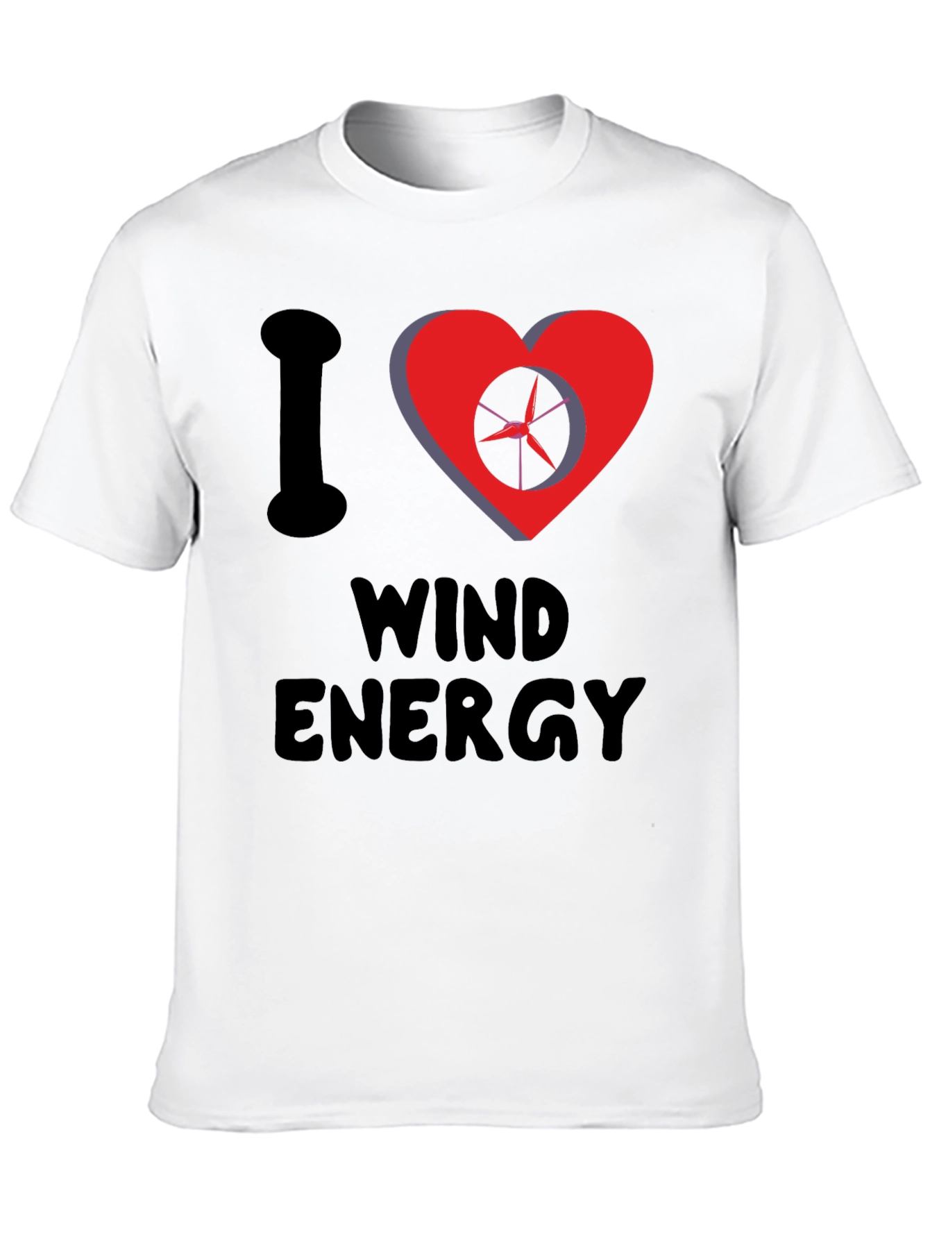 I Love Wind Energy Black Graphic Tee