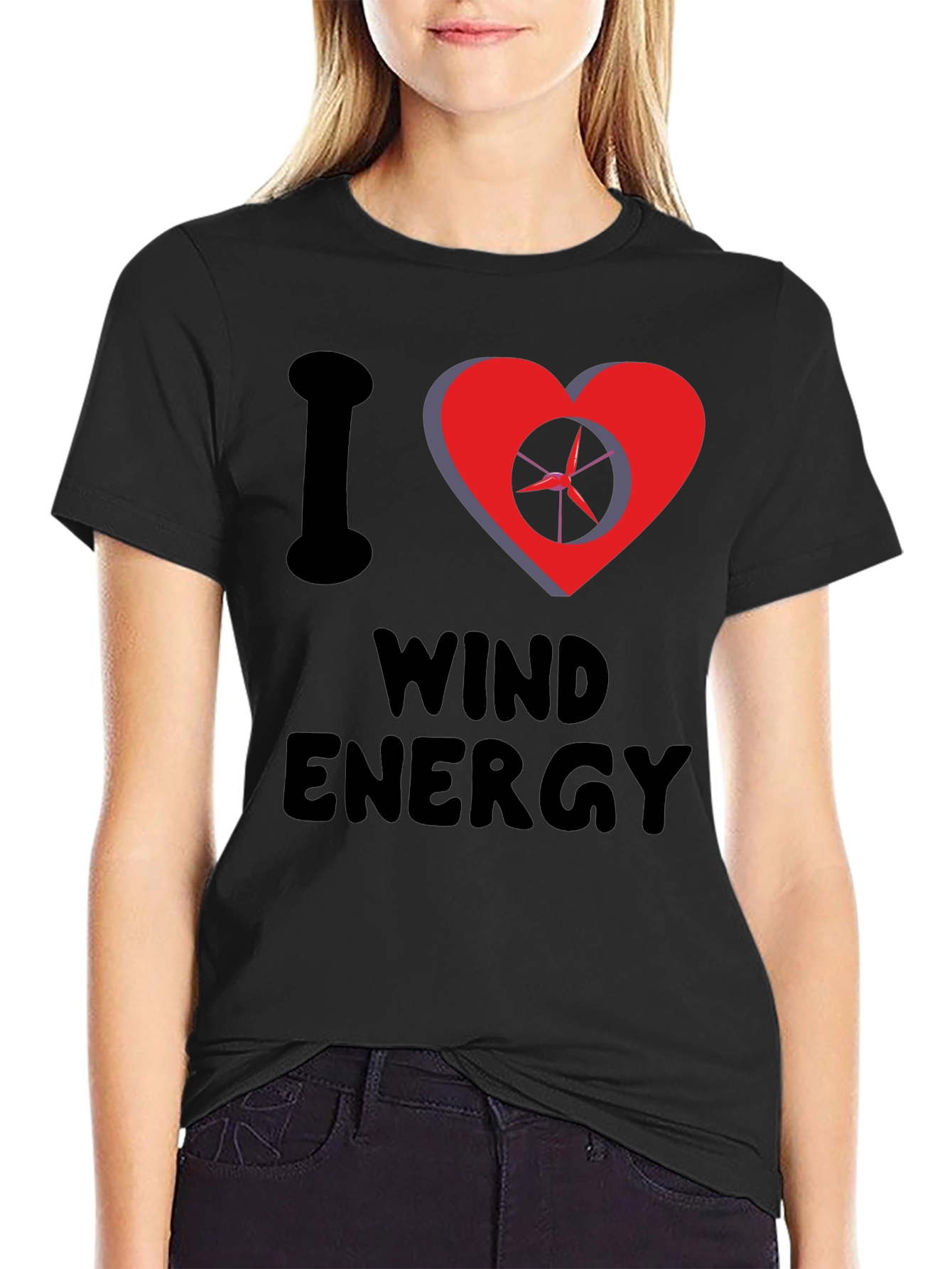 I Love Wind Energy Black Graphic Tee