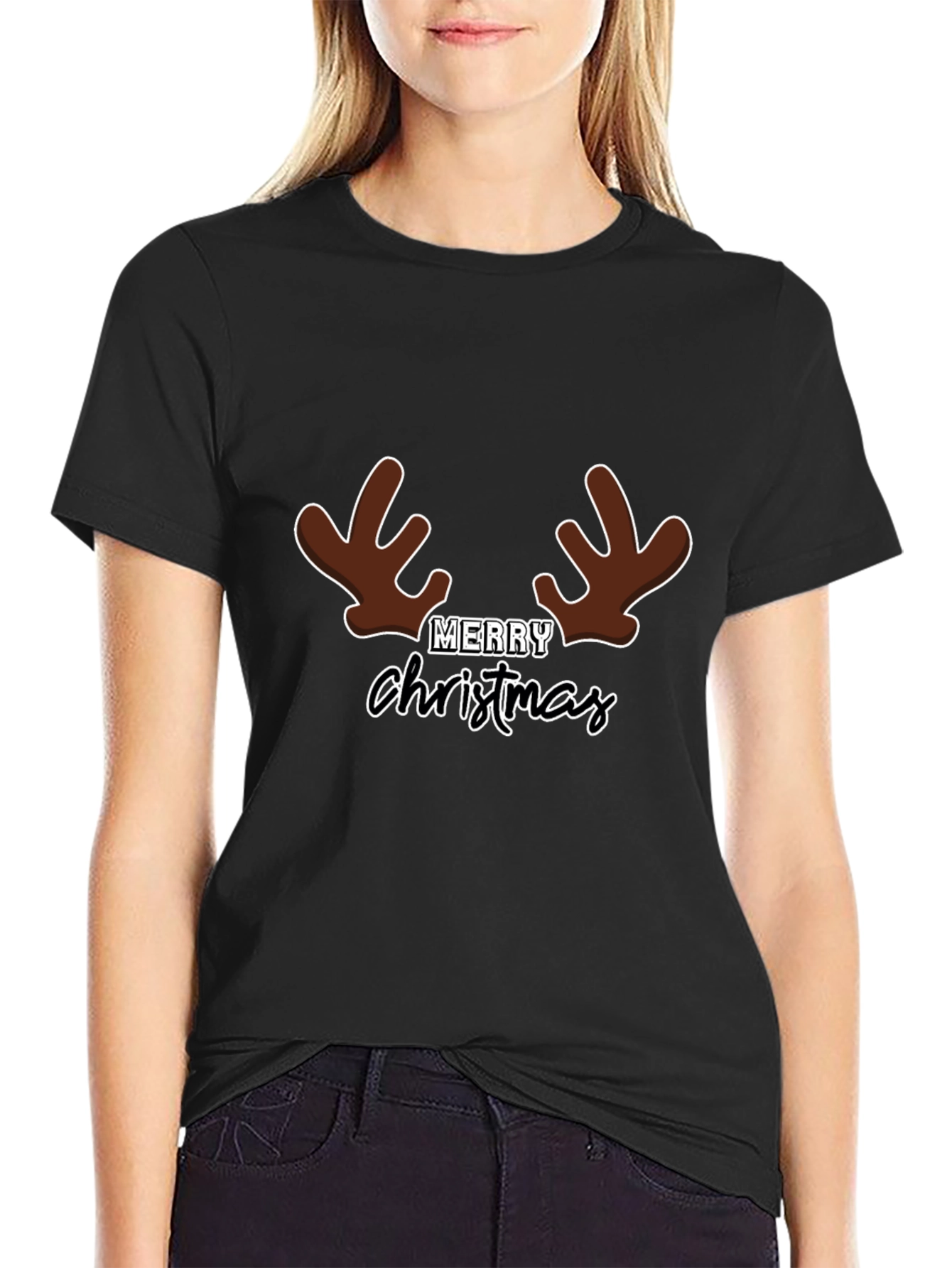 Merry Christmas Reindeer Antlers T-Shirt