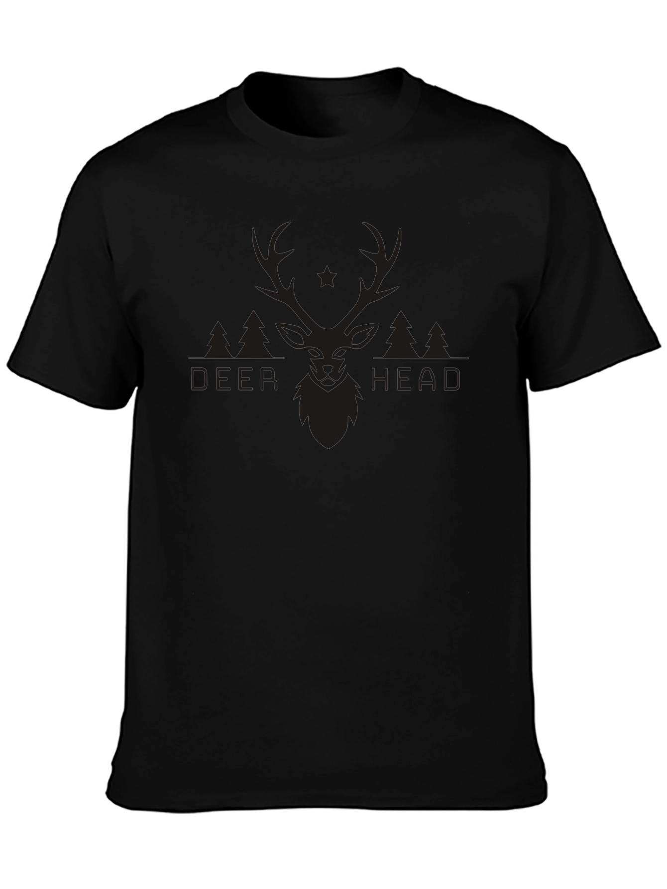 Deer Head Graphic Black T-Shirt