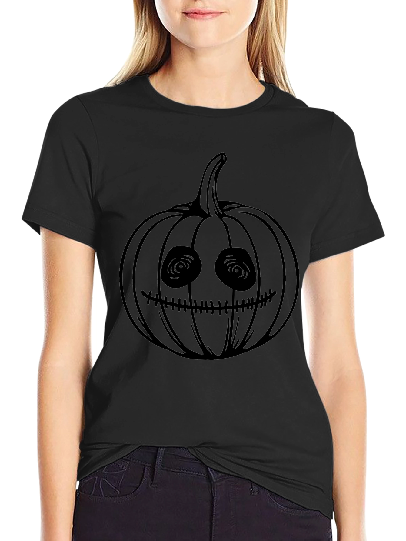 Spooky Pumpkin Tee - Halloween Black T-Shirt