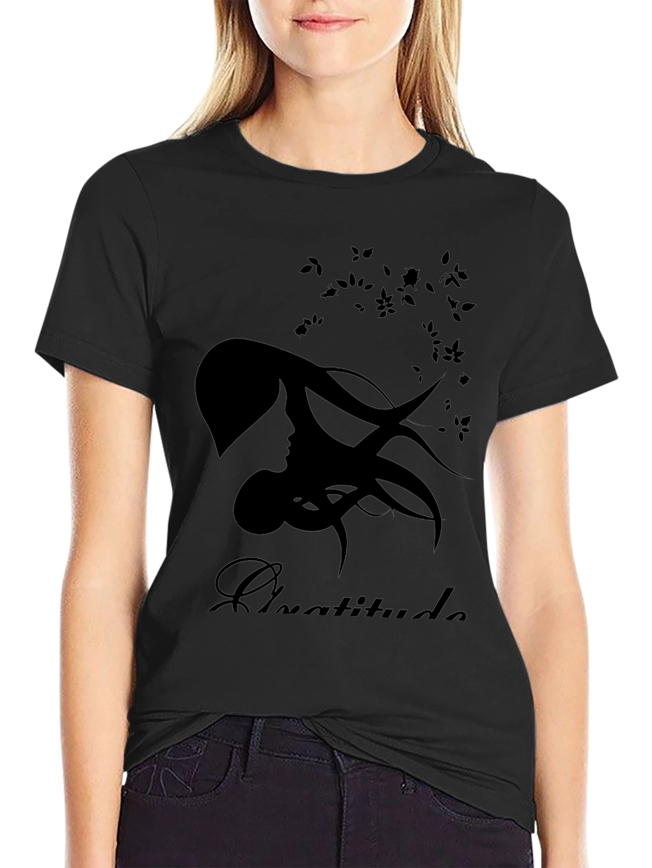 Gratitude Silhouette Black T-Shirt