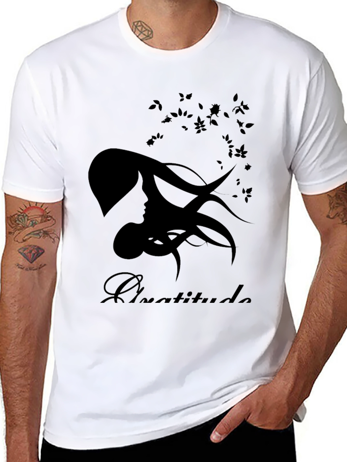 Gratitude Silhouette Black T-Shirt