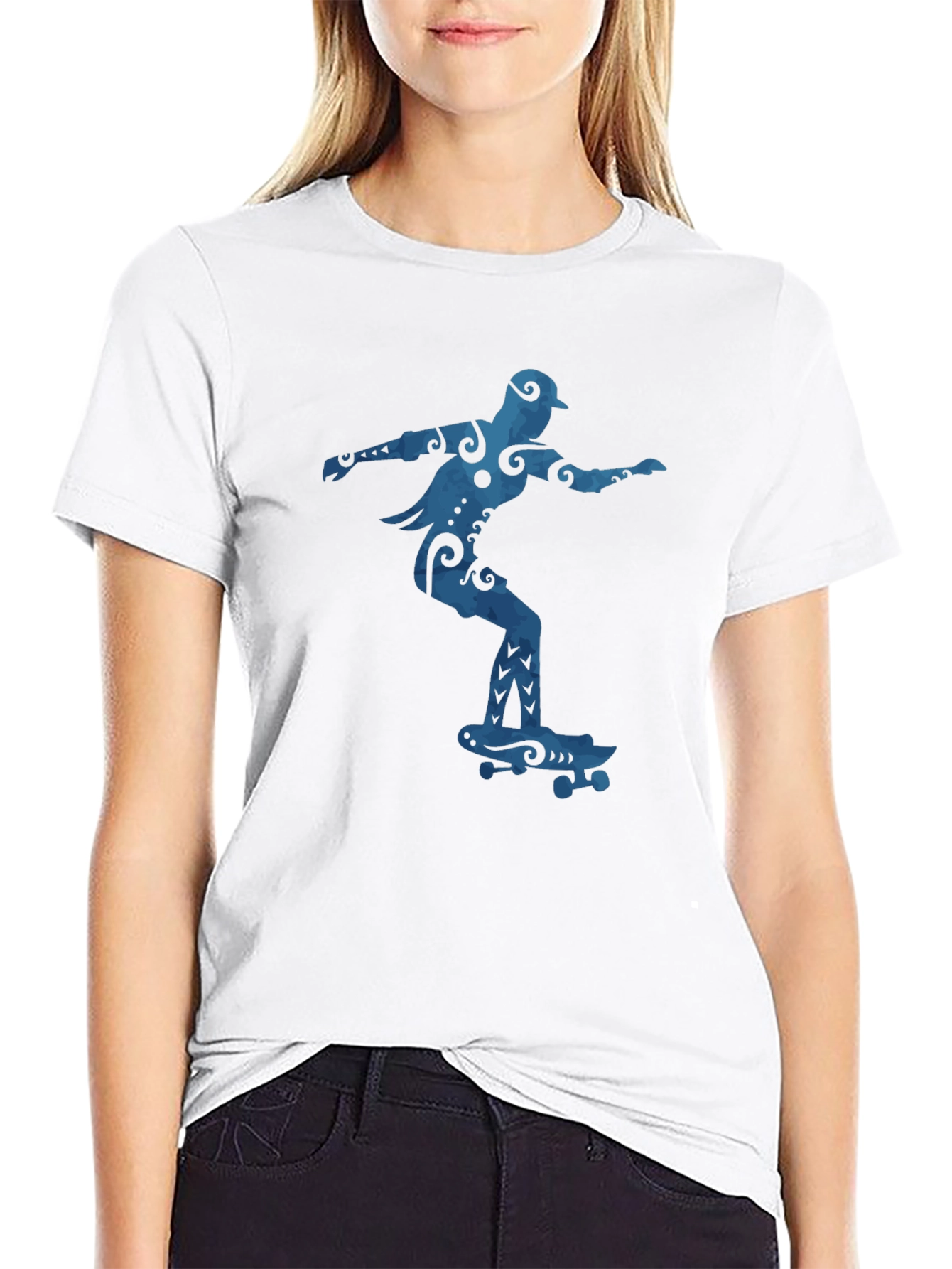 Skateboarder Graphic Tee - Cool Blue Design