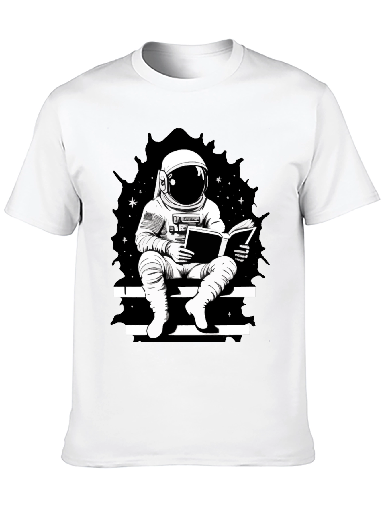 Astronaut Reading Black T-Shirt