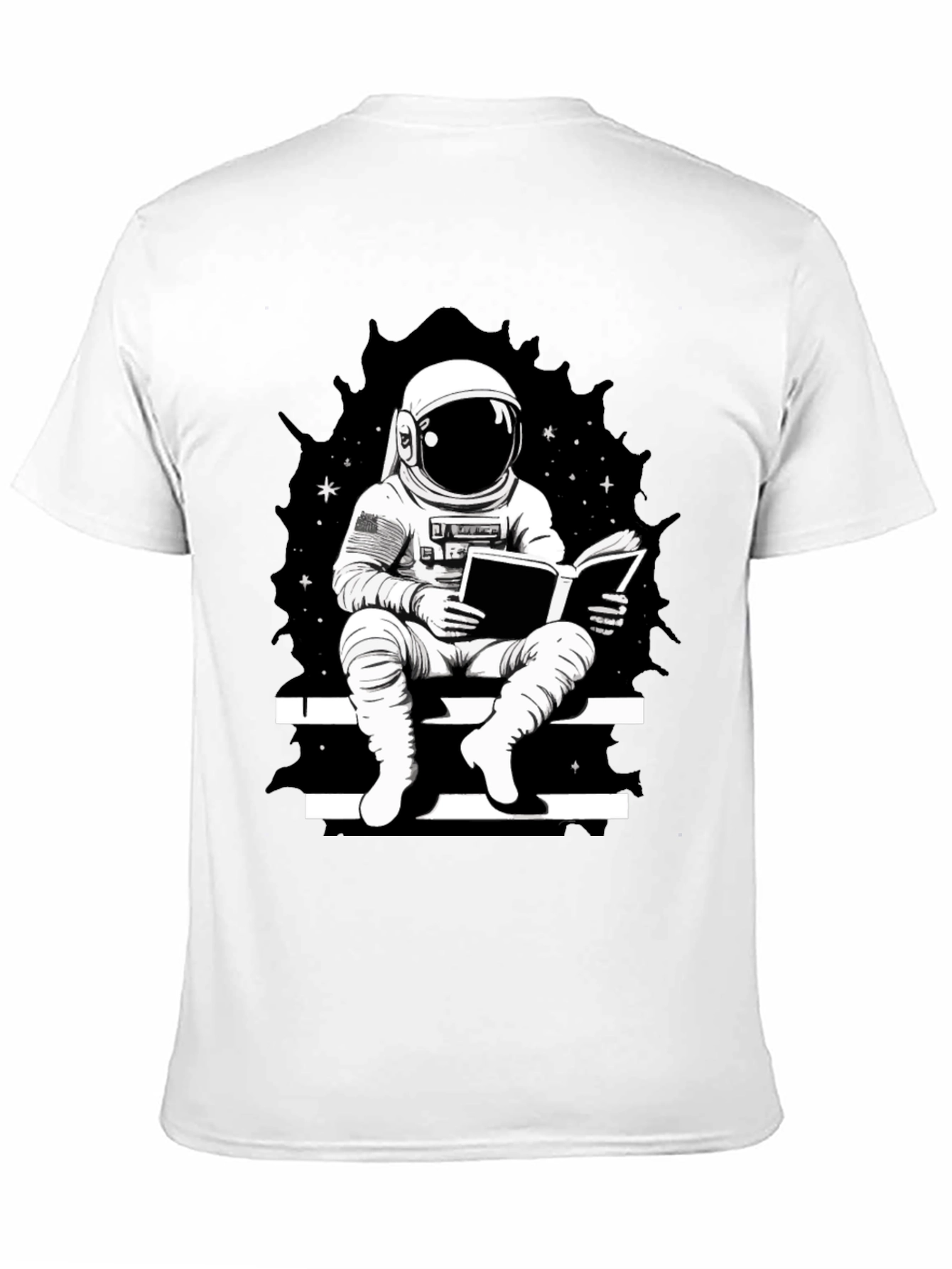 Astronaut Reading Black T-Shirt