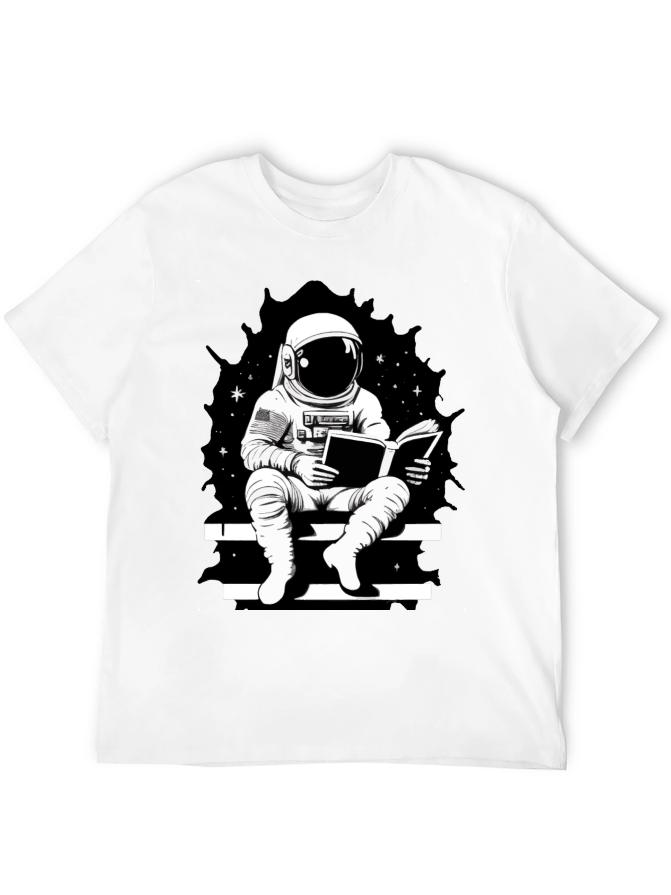 Astronaut Reading Black T-Shirt