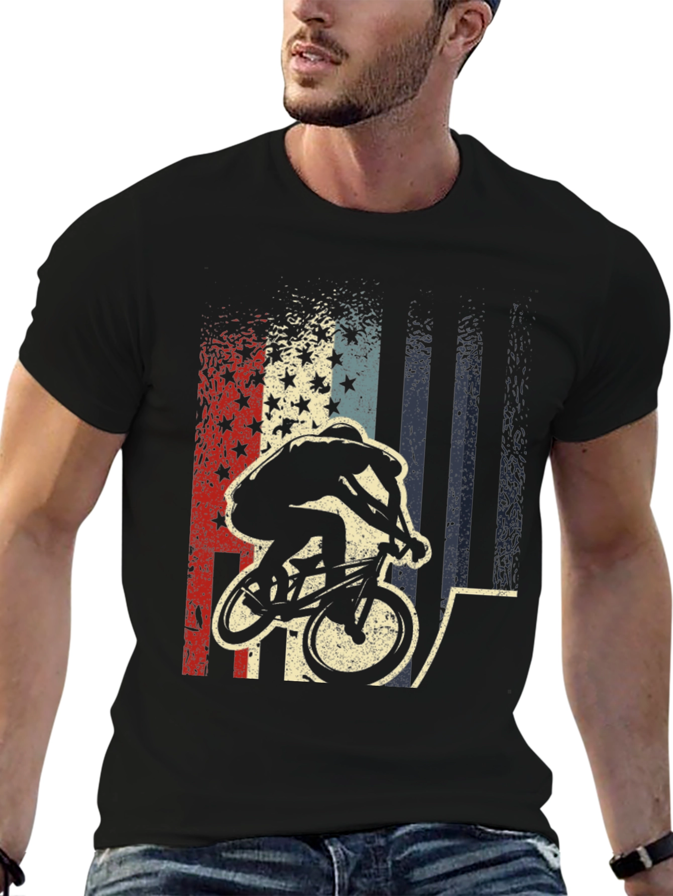 Patriotic BMX Rider Graphic Tee