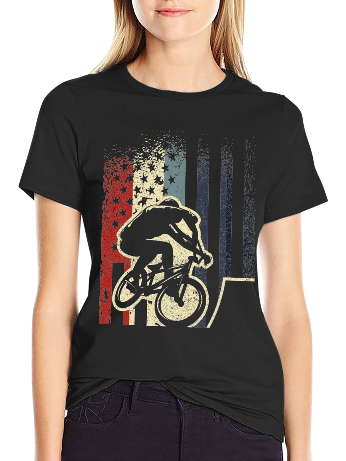 Patriotic BMX Rider Graphic Tee