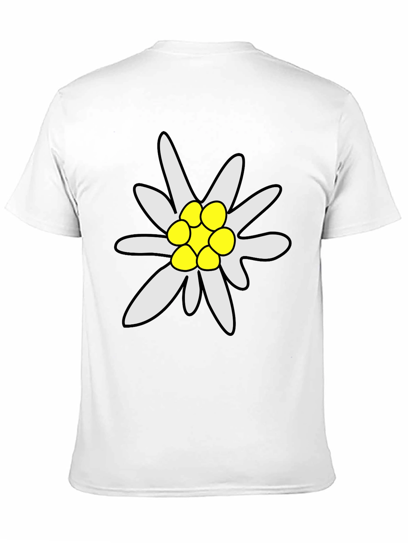 Edelweiss Flower Graphic Tee - Soft Black T-Shirt