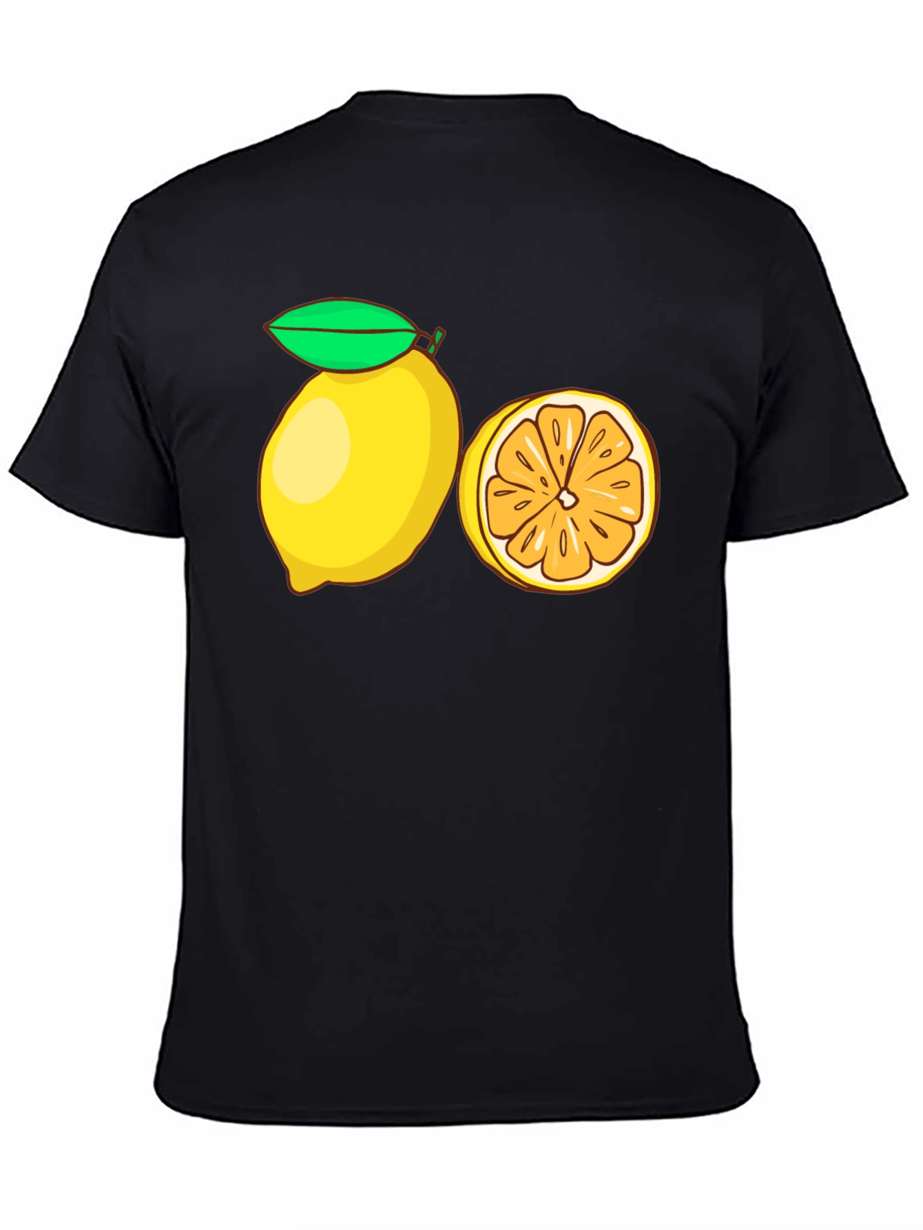 Lemon Slice Graphic Tee - Black Cotton T-Shirt