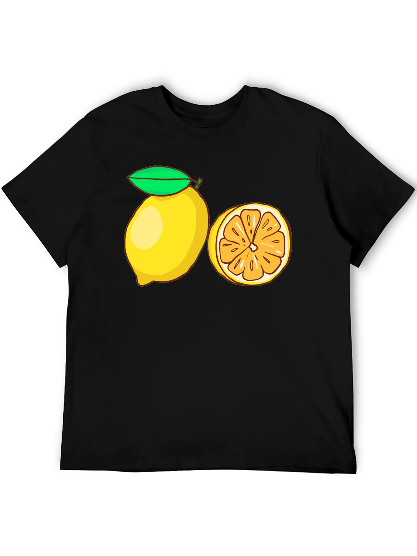 Lemon Slice Graphic Tee - Black Cotton T-Shirt