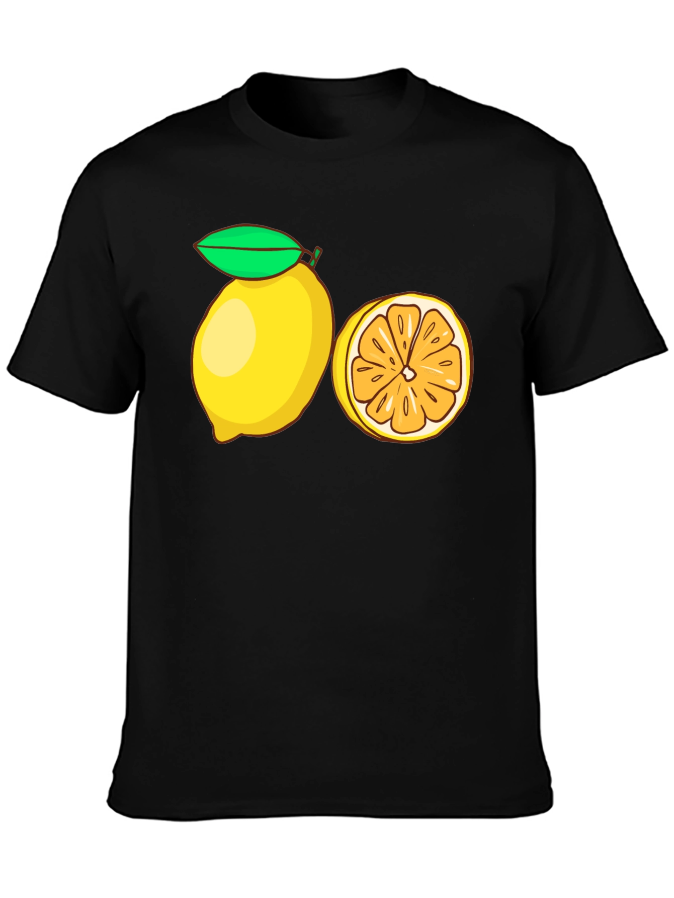 Lemon Slice Graphic Tee - Black Cotton T-Shirt