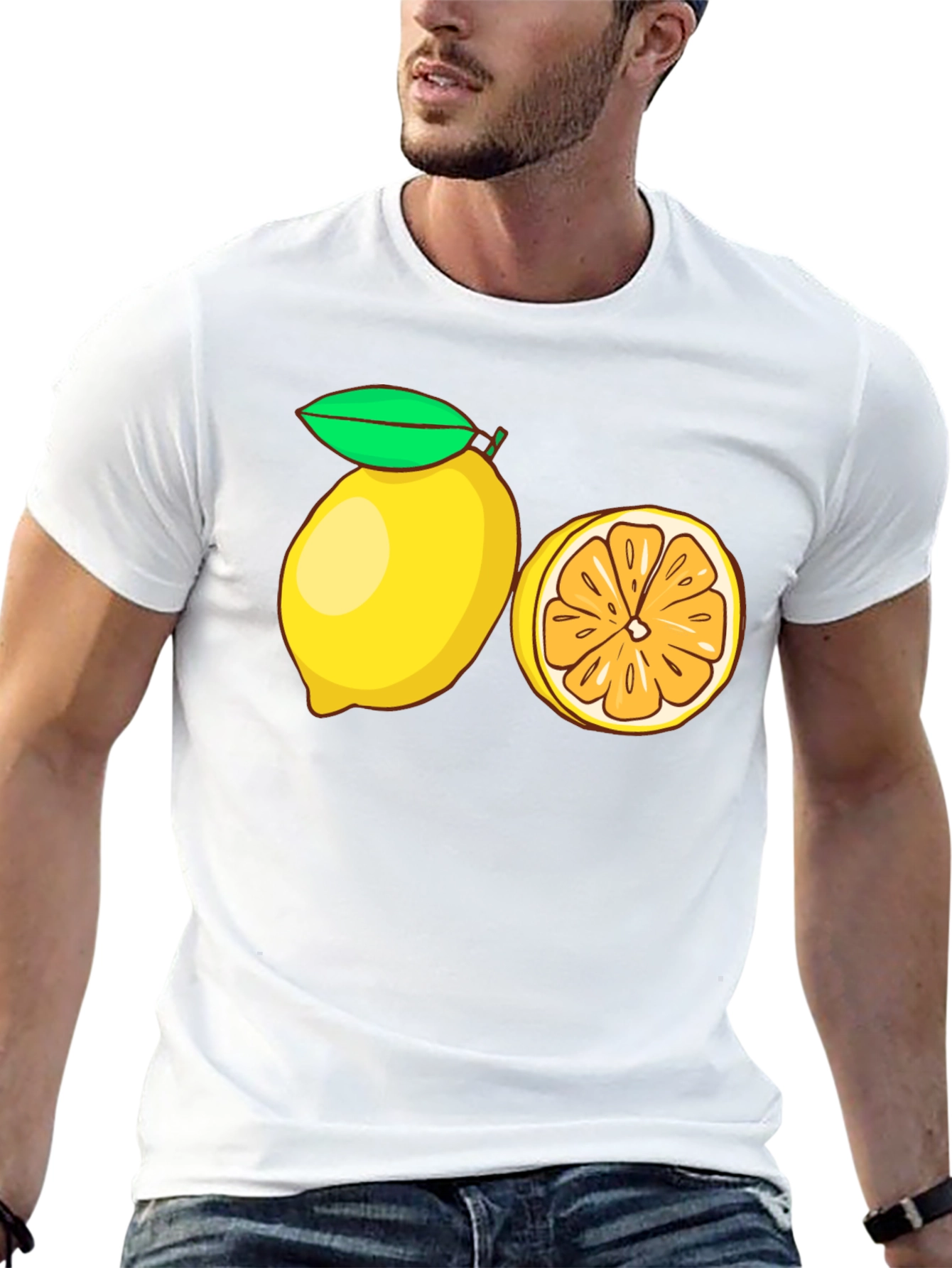 Lemon Slice Graphic Tee - Black Cotton T-Shirt