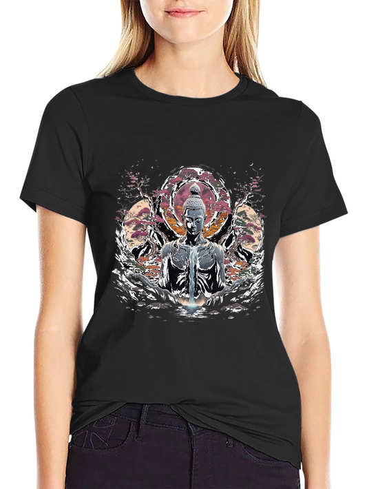 Buddha Graphic Print Black T-Shirt