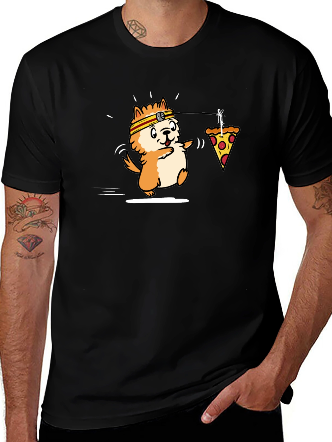 Cartoon Dog & Pizza T-Shirt