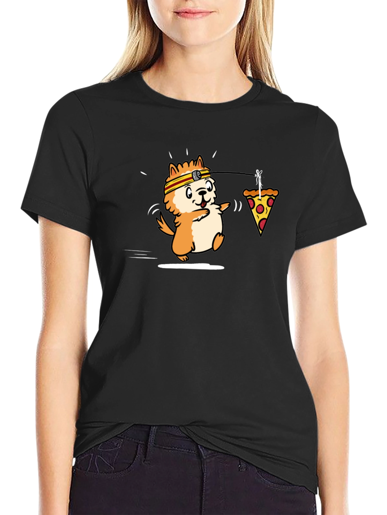 Cartoon Dog & Pizza T-Shirt