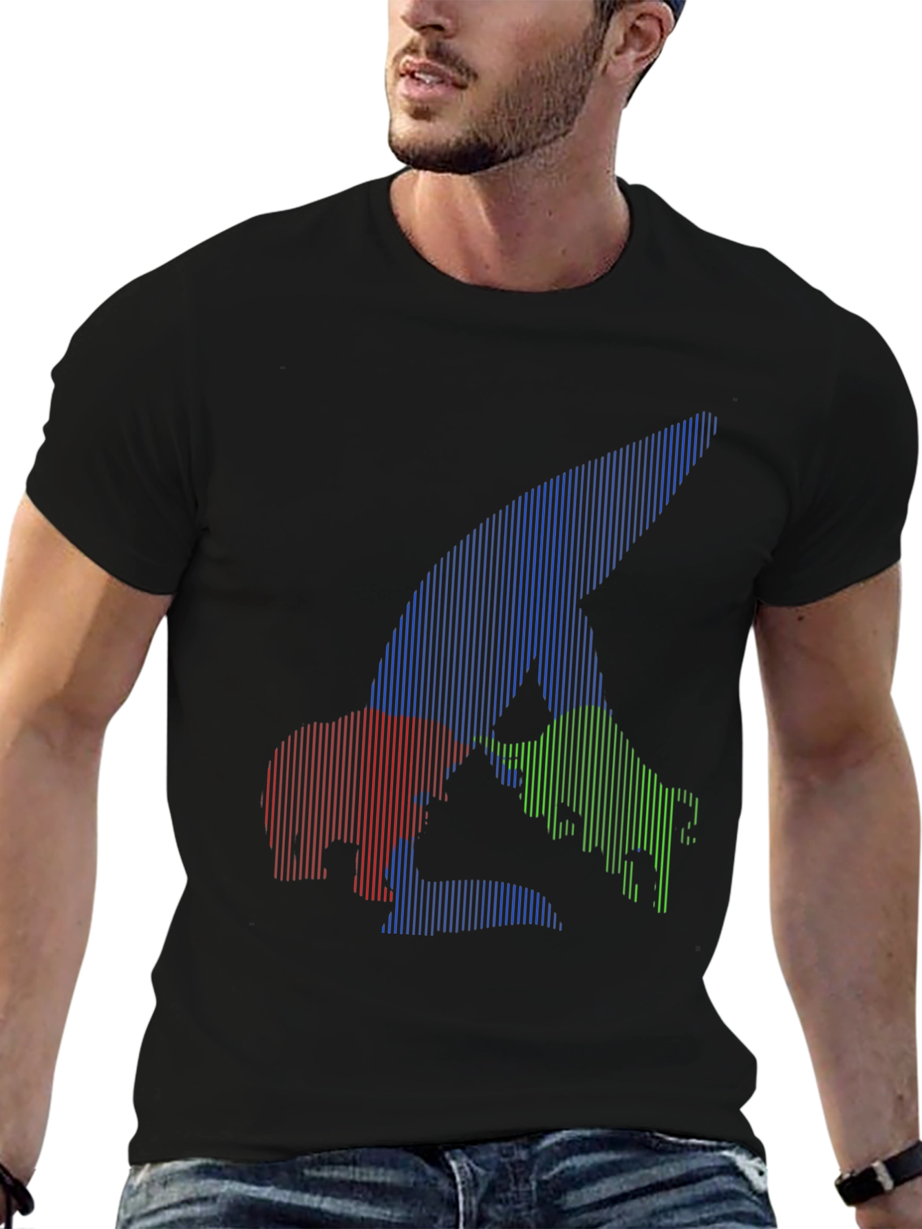 Bull Bear Shark Tee - Unique Striped Graphic