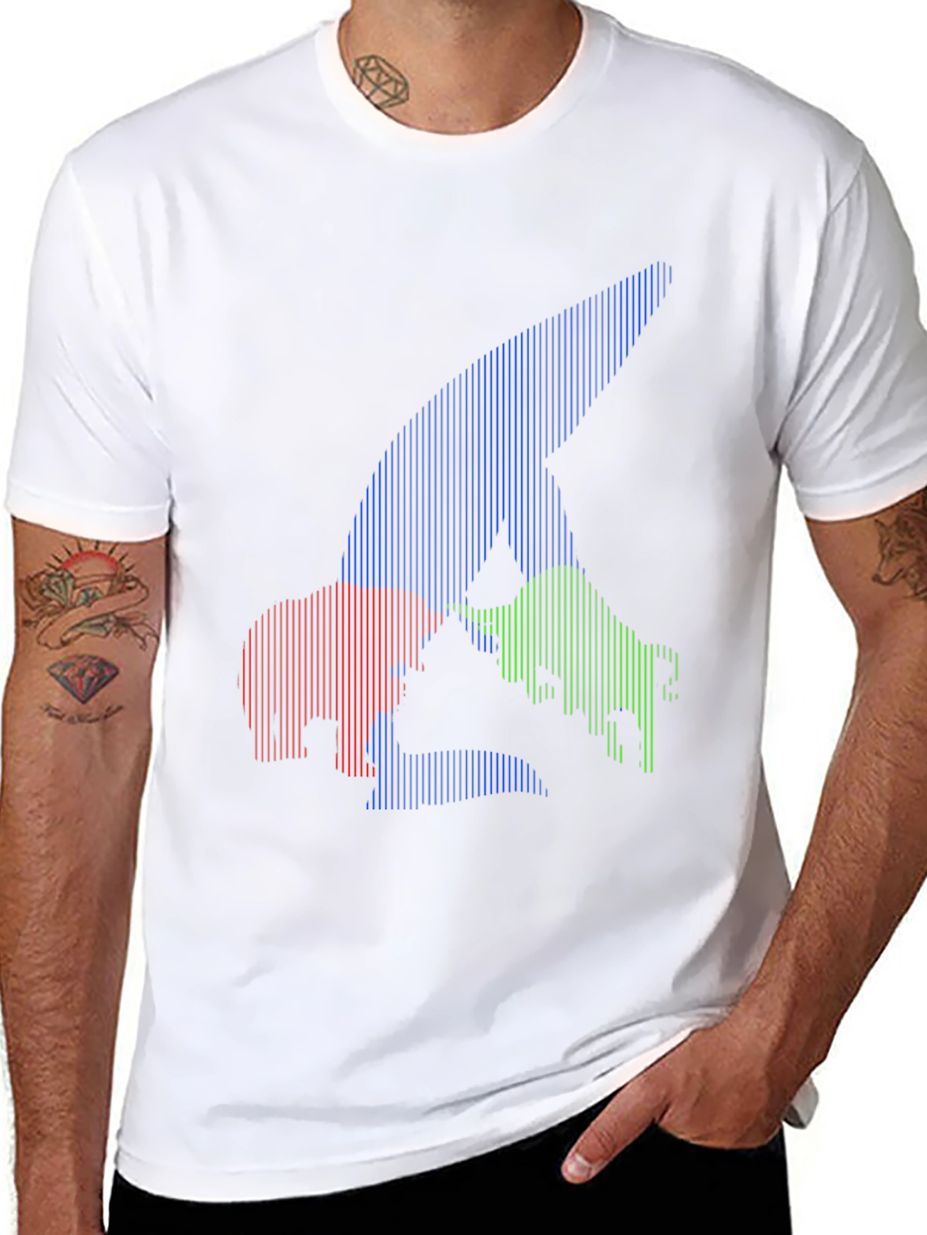 Bull Bear Shark Tee - Unique Striped Graphic