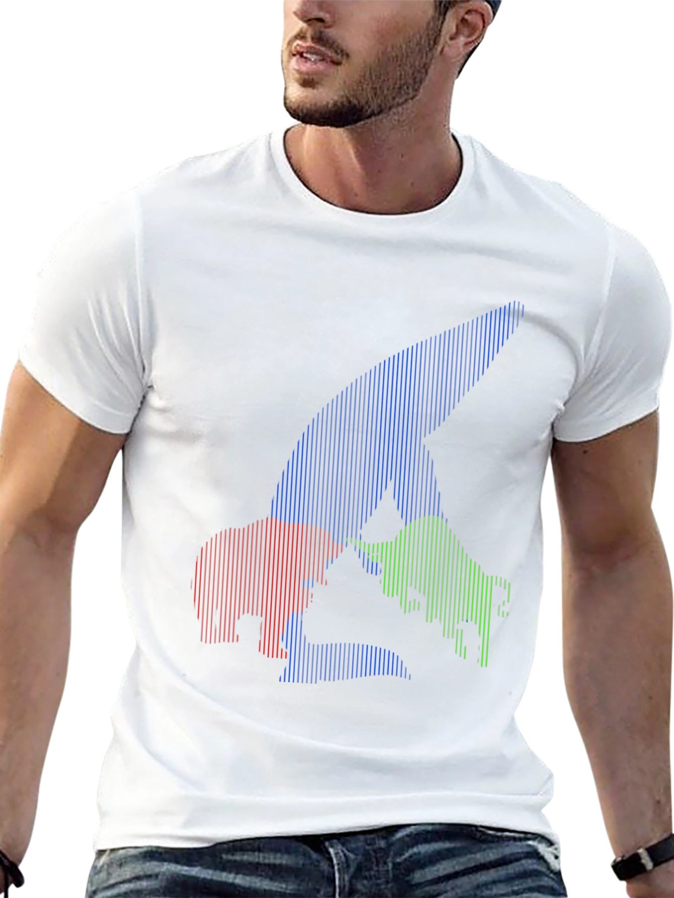 Bull Bear Shark Tee - Unique Striped Graphic