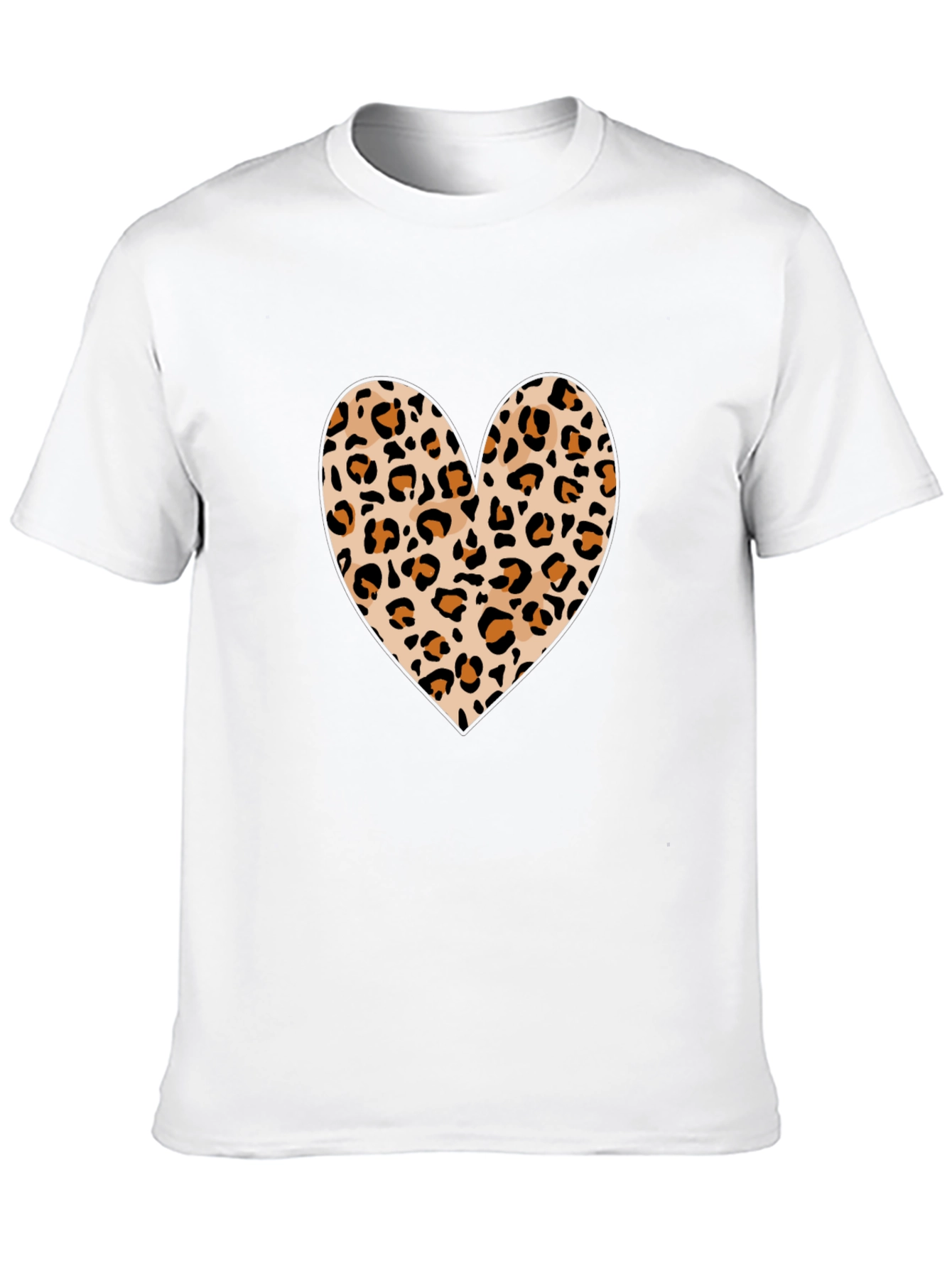 Leopard Print Heart Graphic Tee - Black