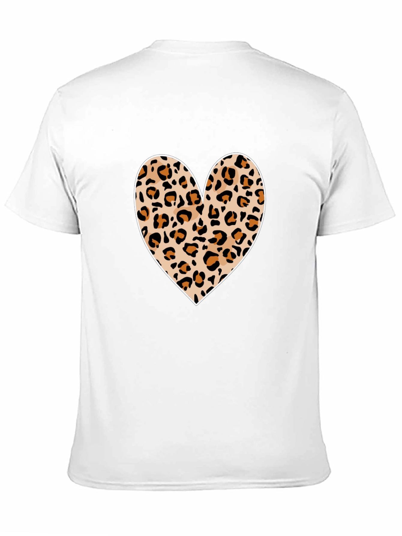 Leopard Print Heart Graphic Tee - Black