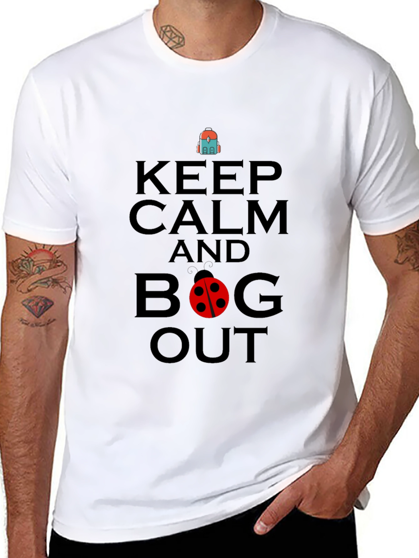 Keep Calm and Bug Out Black Graphic T-Shirt