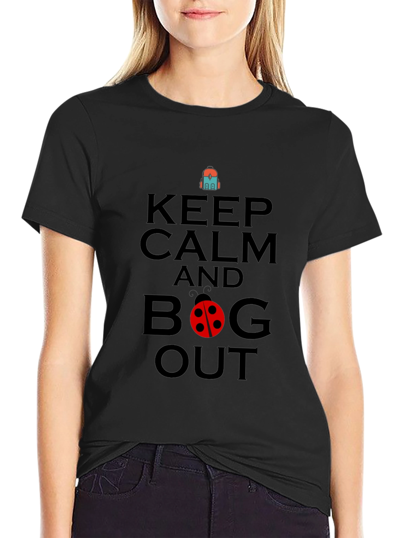 Keep Calm and Bug Out Black Graphic T-Shirt