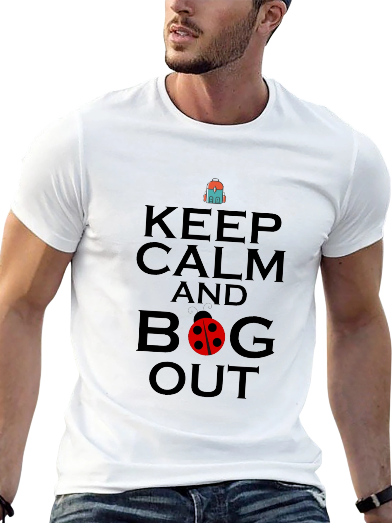 Keep Calm and Bug Out Black Graphic T-Shirt