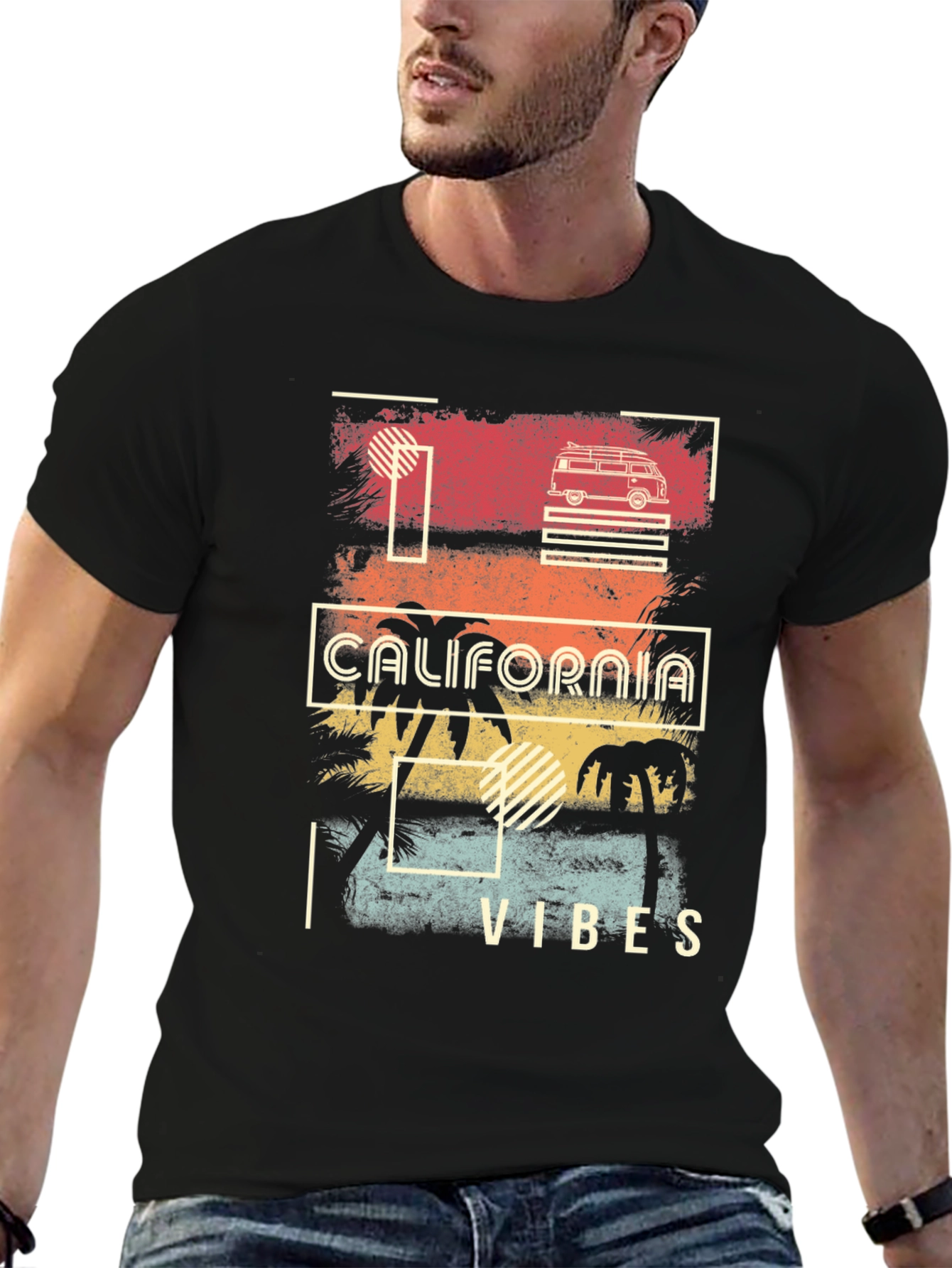 California Vibes Graphic T-Shirt - Retro Surf Van