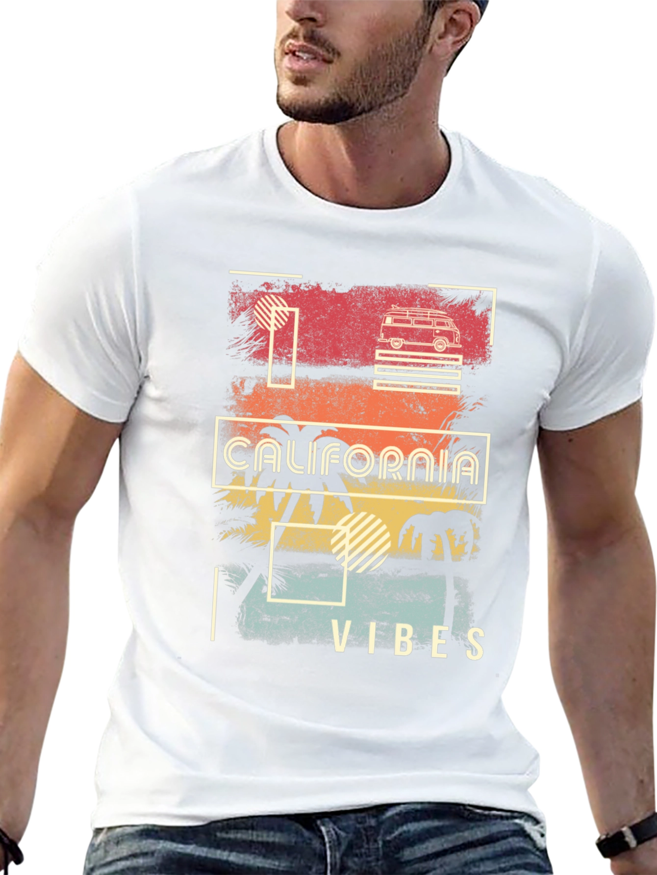 California Vibes Graphic T-Shirt - Retro Surf Van