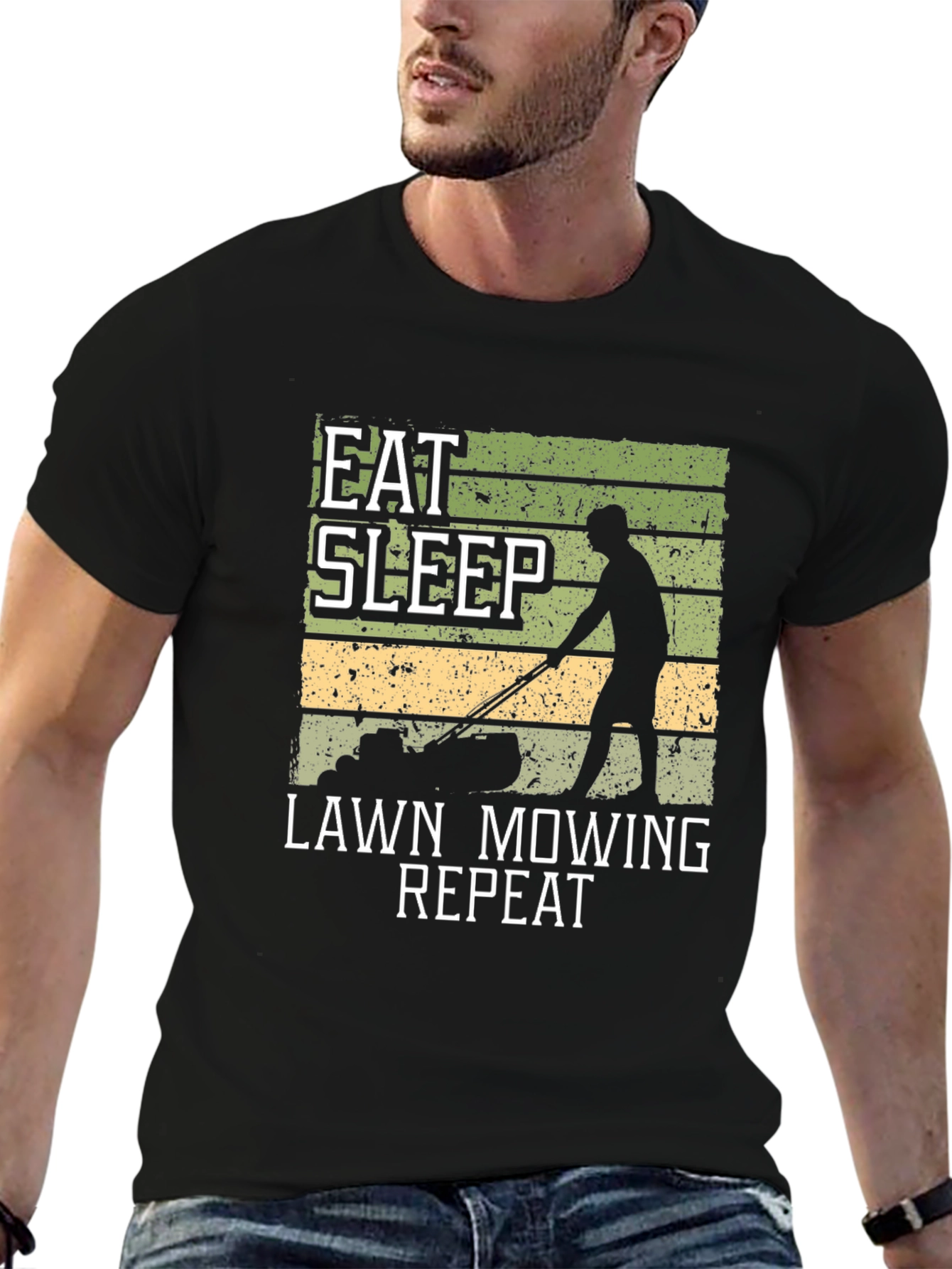 Eat Sleep Lawn Mowing Repeat Graphic Tee