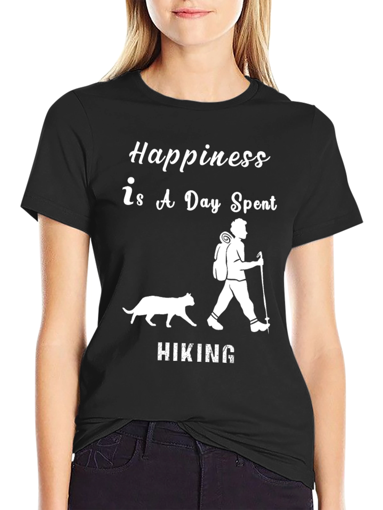 Happiness is Hiking Cat T-Shirt