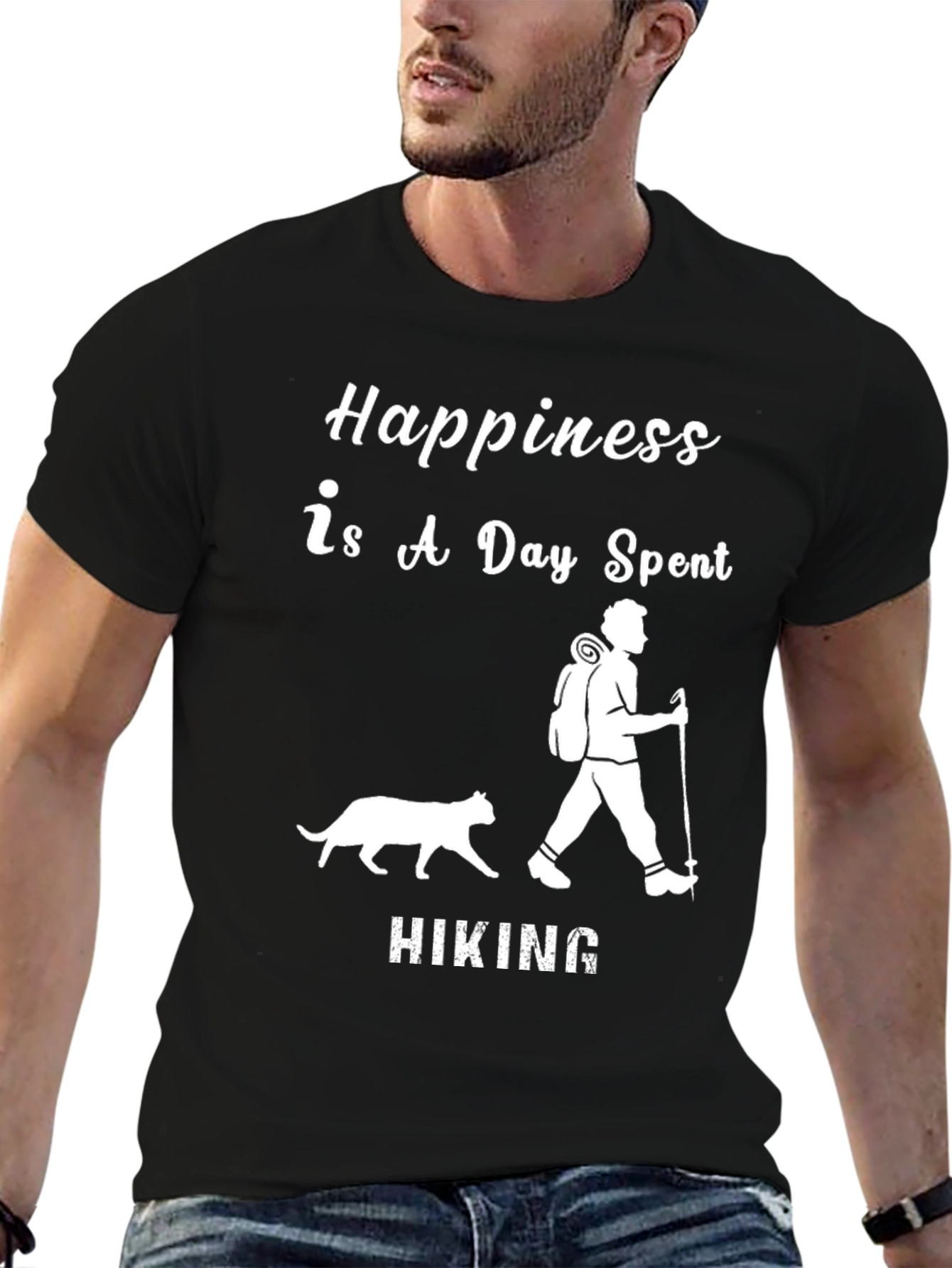 Happiness is Hiking Cat T-Shirt