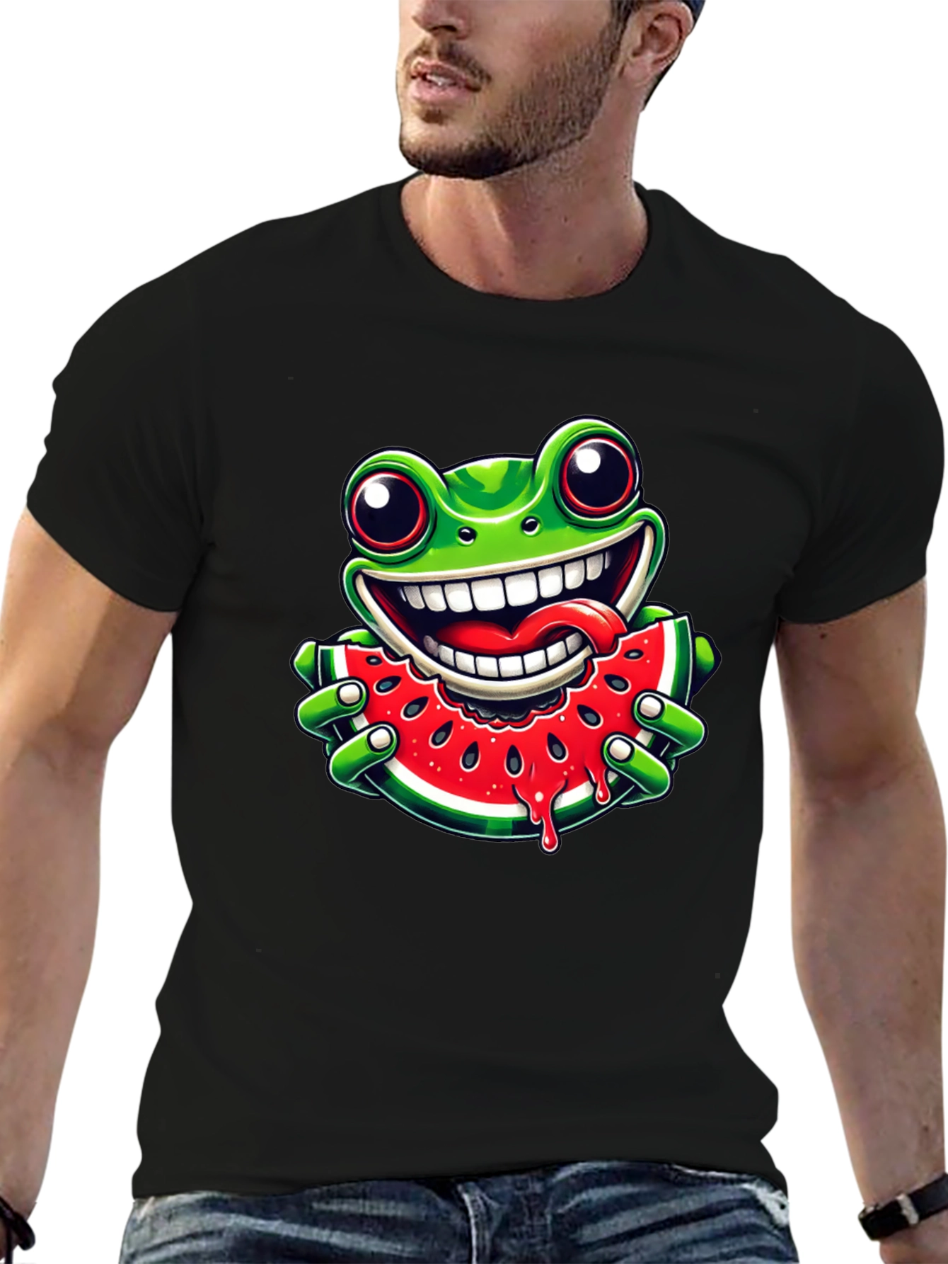 Frog Eating Watermelon Graphic Tee