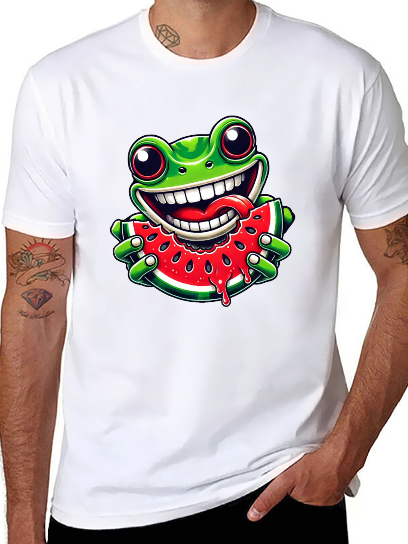 Frog Eating Watermelon Graphic Tee