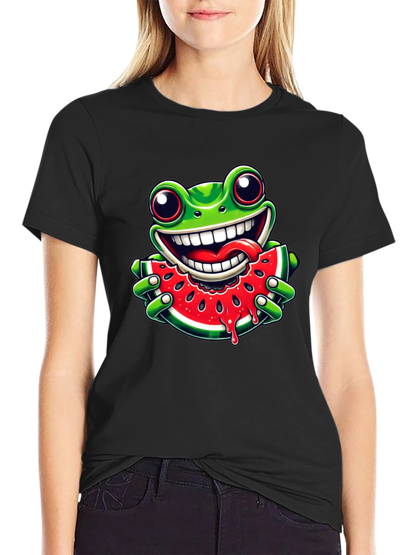 Frog Eating Watermelon Graphic Tee