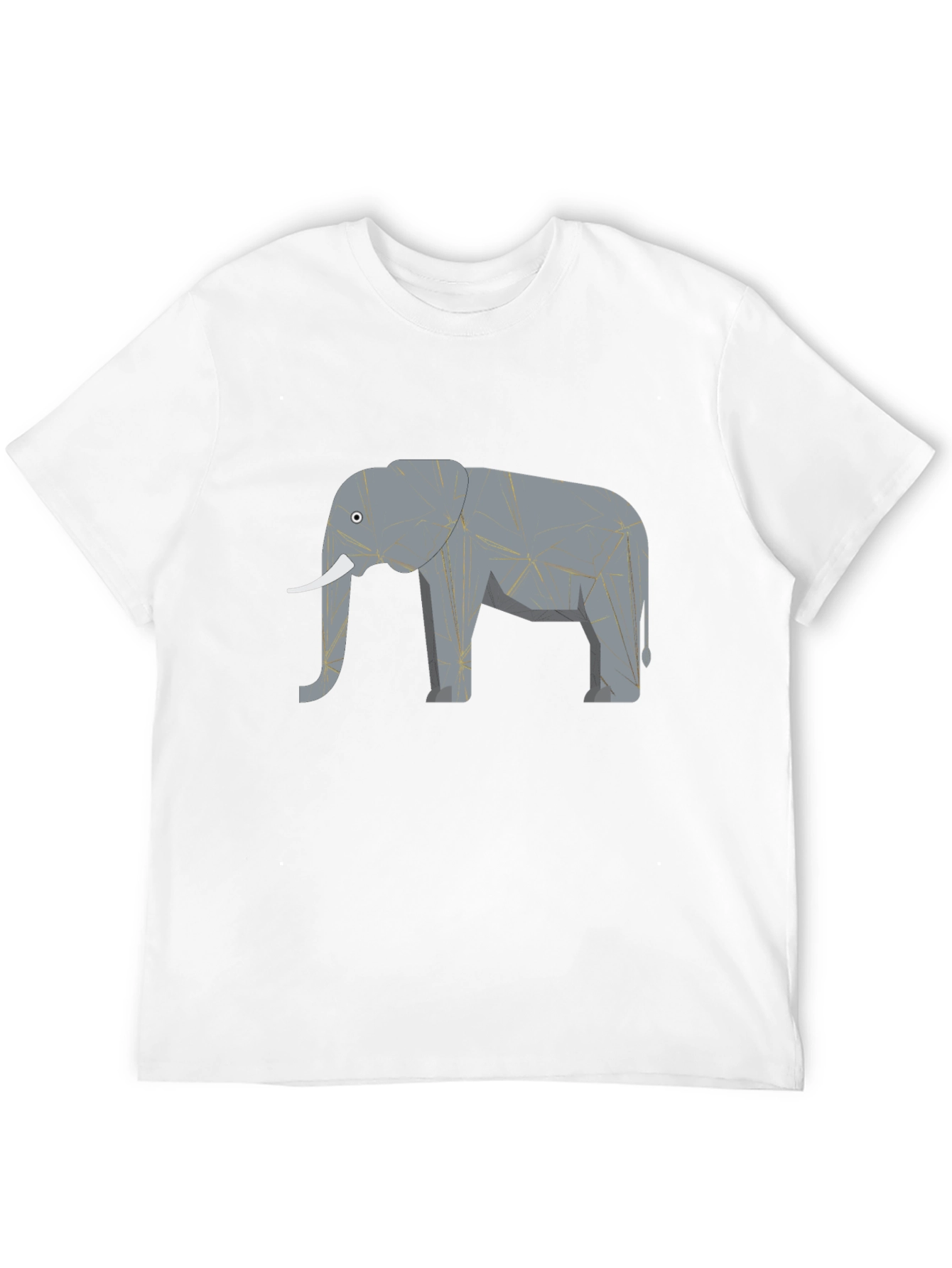 Geometric Elephant Print Black T-Shirt