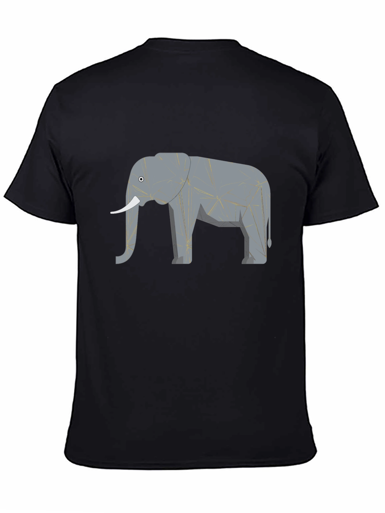 Geometric Elephant Print Black T-Shirt