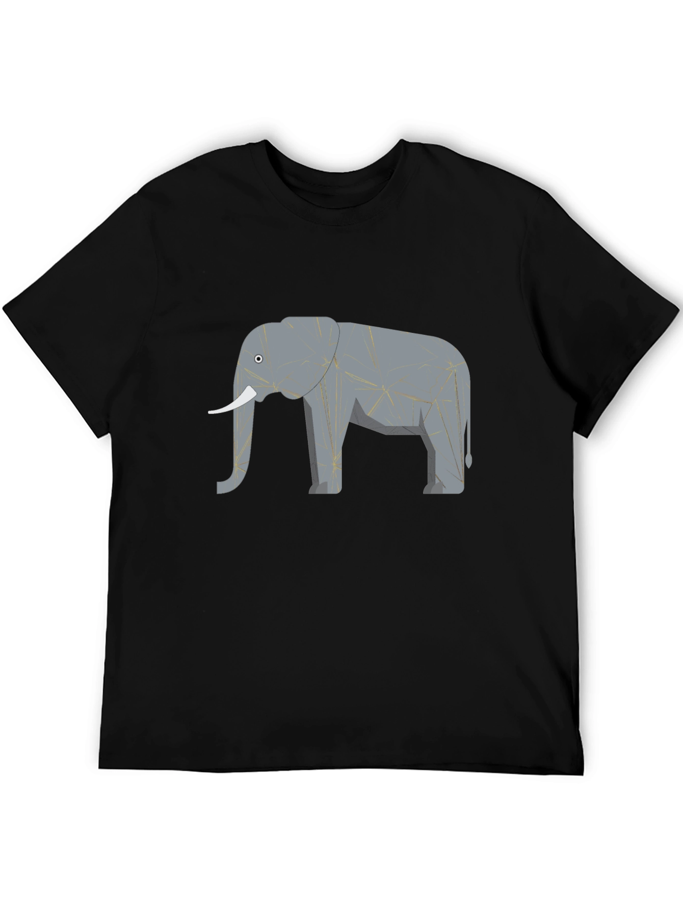 Geometric Elephant Print Black T-Shirt