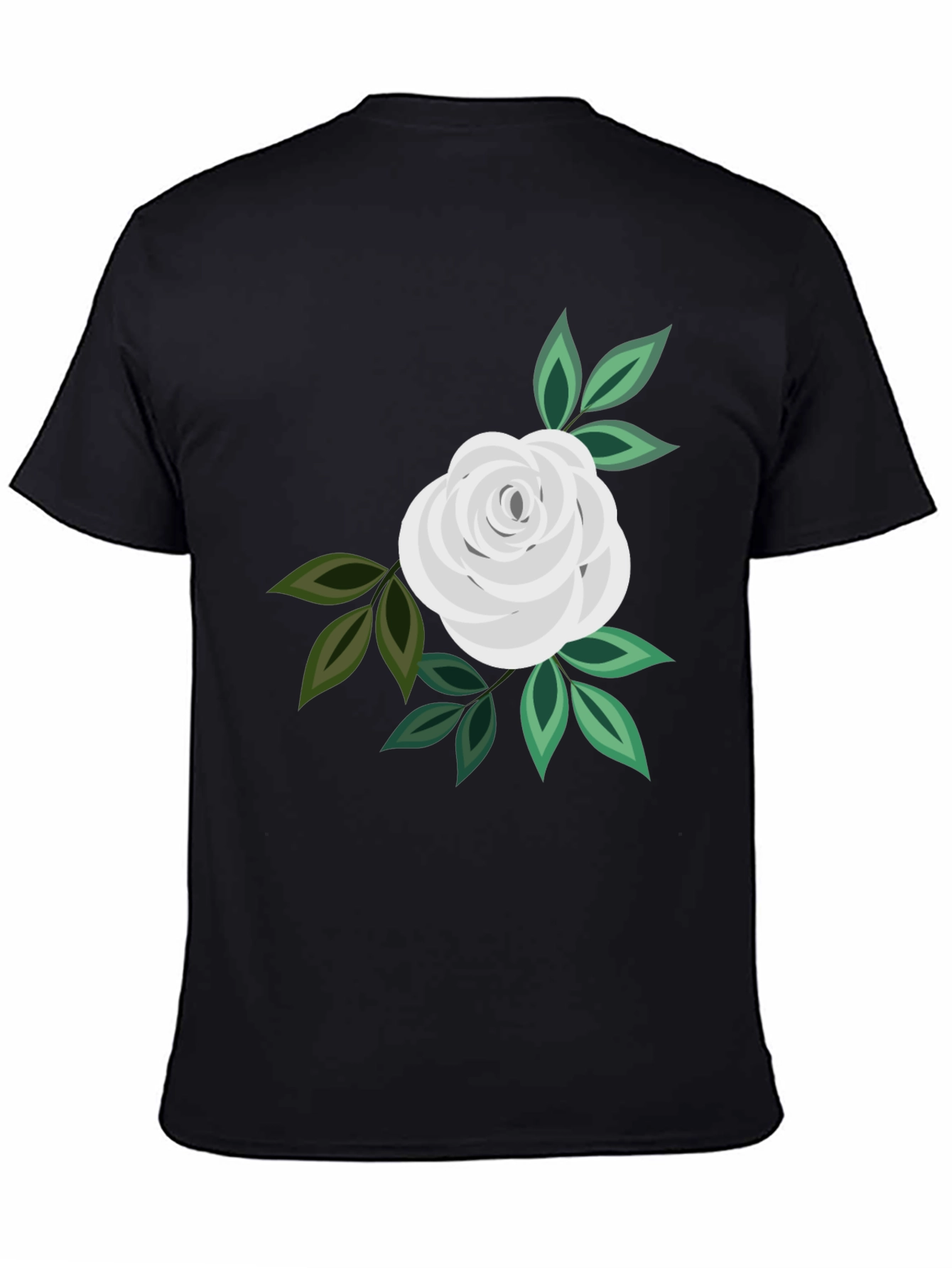 White Rose Graphic Black T-Shirt