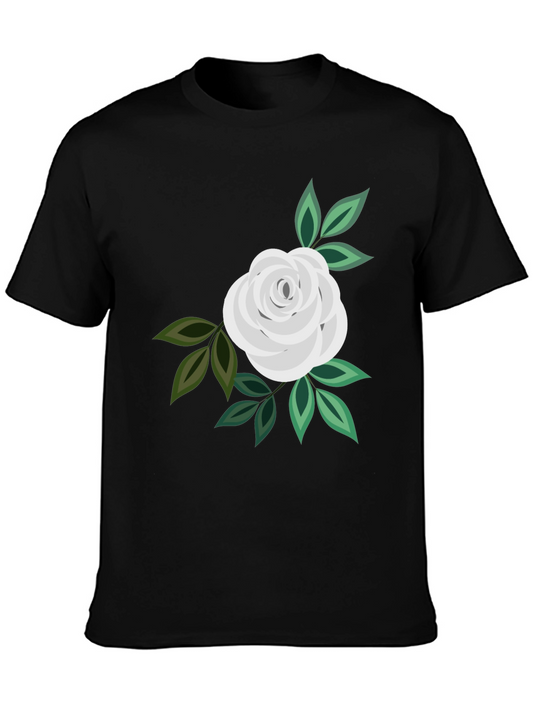White Rose Graphic Black T-Shirt