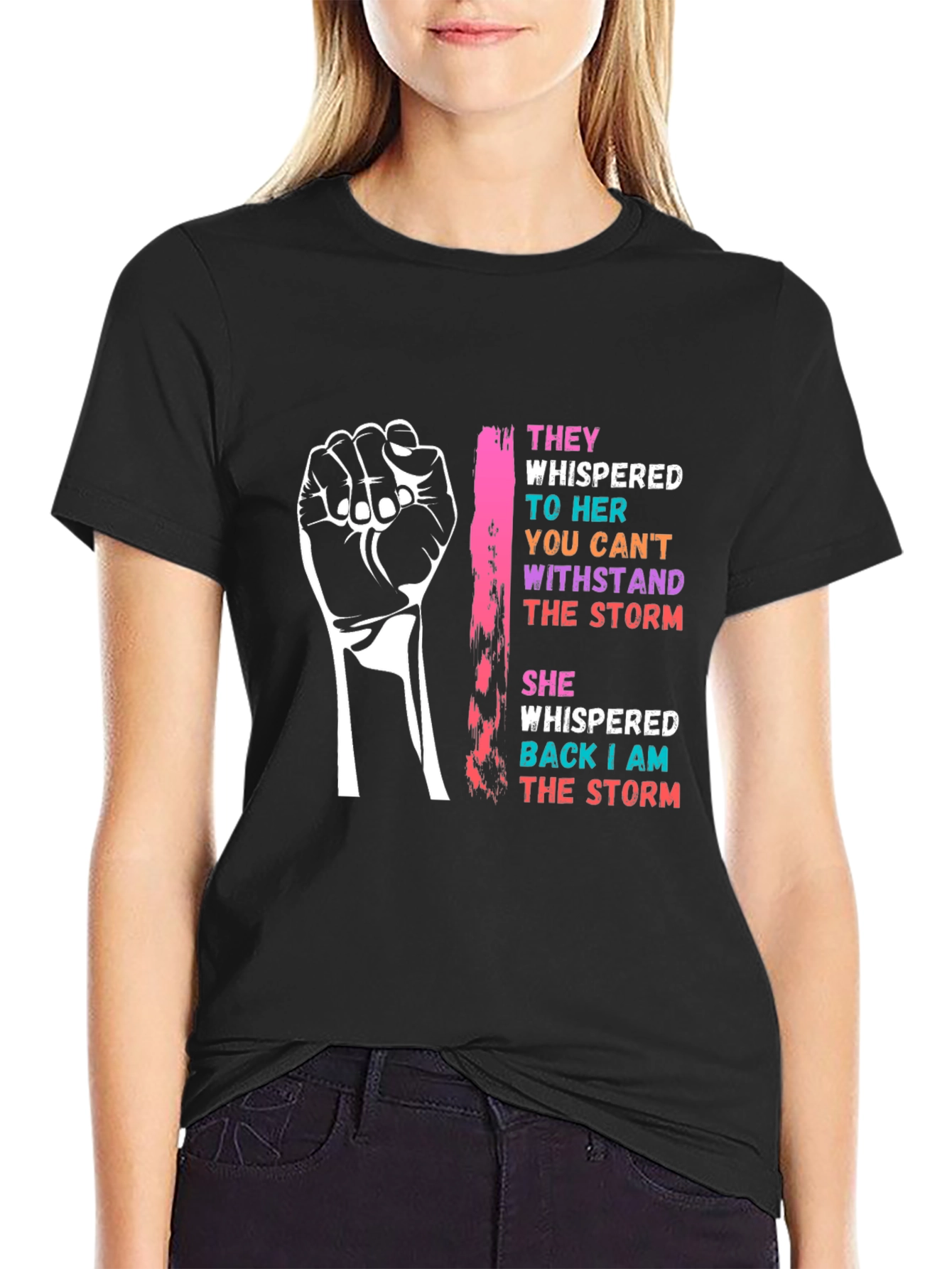 Empowering Womens Black Graphic T-Shirt
