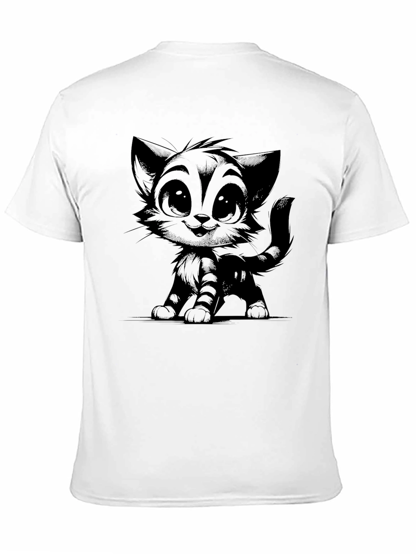 Cute Cartoon Cat Black T-Shirt