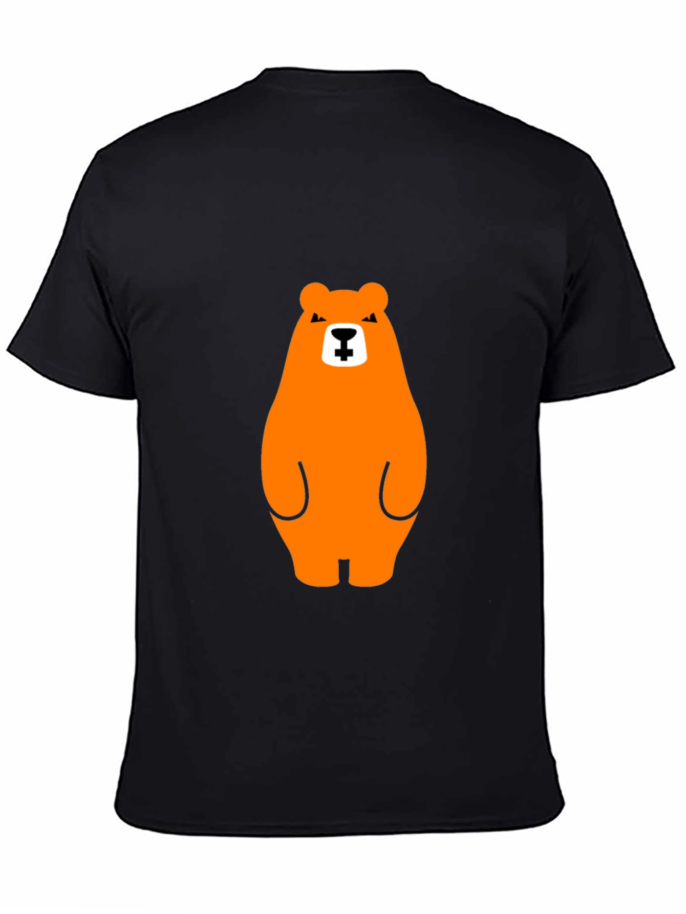 Orange Bear Graphic Tee - Casual Black T-Shirt